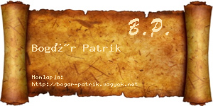 Bogár Patrik névjegykártya