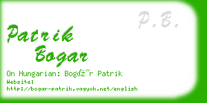 patrik bogar business card